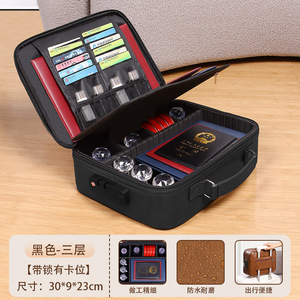 Estuche de cuero para documentos de 30x9x23cm con cerradura, ranuras para tarjetas, impermeable, para guardar pasaportes - Product Image 1