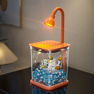 Hermoso pequeño <span class=keywords><strong>acuario</strong></span> de pez dorado engrosado paisaje de escritorio multifuncional Betta Fish acrílico pecera con luz - Product Image 1
