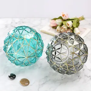 Florero de cristal para boda, mesa de boda grande con purpurina teñida de diamante dorado auténtico de lujo, novedad de 2020