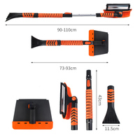 Kit de brosse à neige détachable, ensemble de déneigement d'urgence avec balai et grattoir à glace pour voiture, camping, jardin et extérieur