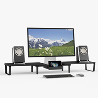 Support de moniteur réglable à trois modules de qualité supérieure support de moniteur en bois support de rehausseur de bureau ergonomique avec un design élégant
