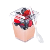 Ptpack Wegwerp Plastic Vierkante Mousse Beker Met Deksel Ijs Pudding Parfait Beker Transparante Dessertbeker