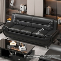Ensemble canapé trois places et table basse en similicuir moderne et minimaliste pour bureau, salon ou réception professionnelle