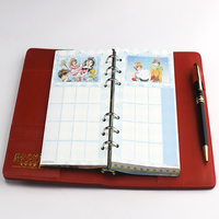 Vente en gros de carnets Kawaii à spirale A5/A6 avec logo personnalisé classeur en cuir PU rose à 6 anneaux calendrier Agenda Journal à feuilles mobiles