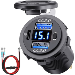 ที่ชาร์จในรถยนต์แบบเร็ว ช่อง USB คู่ QC3.0 12-24V พร้อมหน้าจอแสดงผลดิจิตอล ตรวจสอบแรงดันไฟฟ้า กำลังไฟ 90W - Product Image 3