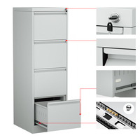 Armoire de rangement moderne en acier à 2, 3 ou 4 tiroirs, avec 4 niveaux, armoire de classement verticale étroite avec serrure pour bureau et école