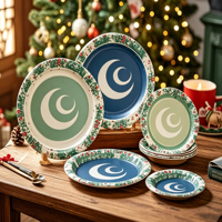 Assiettes en papier rondes jetables blanches écologiques sur mesure avec design de style américain pour les fêtes – Vente en gros