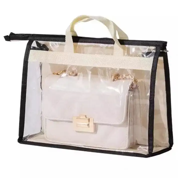 Für Handtasche Aufbewahrung koffer Lebensmittel Clear Purse Storage Organizer Vakuum PVC Handtasche Staubbeutel für Closet Hanging Zipper Aufbewahrung tasche