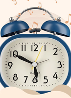 Jam Alarm Logam Lonceng Kembar Kreatif Jam Bangun Tidur Anak-anak Pelajar Jam Alarm Samping Tempat Tidur Senyap Kamar Tidur Ornamen Meja