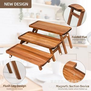 Wooden Dessert Rack 16.9in Tiered Display Solid Wood Tray For Cupcake Outdoor Picnic - Product Image 3