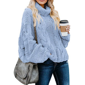 Maglione in <span class=keywords><strong>Cotone</strong></span> Personalizzato per l'Inverno, Vestibilità Ampia, <span class=keywords><strong>Collo</strong></span> <span class=keywords><strong>Alto</strong></span>, Maglione Base in <span class=keywords><strong>Maglia</strong></span> di <span class=keywords><strong>Cotone</strong></span> per <span class=keywords><strong>Donna</strong></span> - Product Image 3