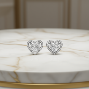 Pendientes de corazón de oro blanco con engaste de bisel de cristal y diamantes de imitación para mujer, joyería romántica de boda, plata 925 - Product Image 2