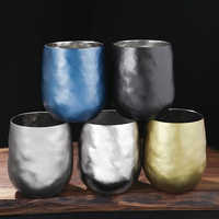 Gobelet à bière en titane à double paroi texturé martelé, réutilisable, empilable, sans BPA, bleu, 255 ml, Mug Egg