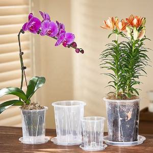 Trasparente in plastica <span class=keywords><strong>per</strong></span> orchidea <span class=keywords><strong>per</strong></span> il rinvaso traspirante con intaglio <span class=keywords><strong>per</strong></span> piante da fiore foro di drenaggio trasparente <span class=keywords><strong>per</strong></span> la visibilità della radice - Product Image 6