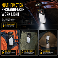 Lampe de travail LED COB rechargeable Type-C, support télescopique réglable, lampe d'inspection magnétique pour réparation automobile, garage, atelier