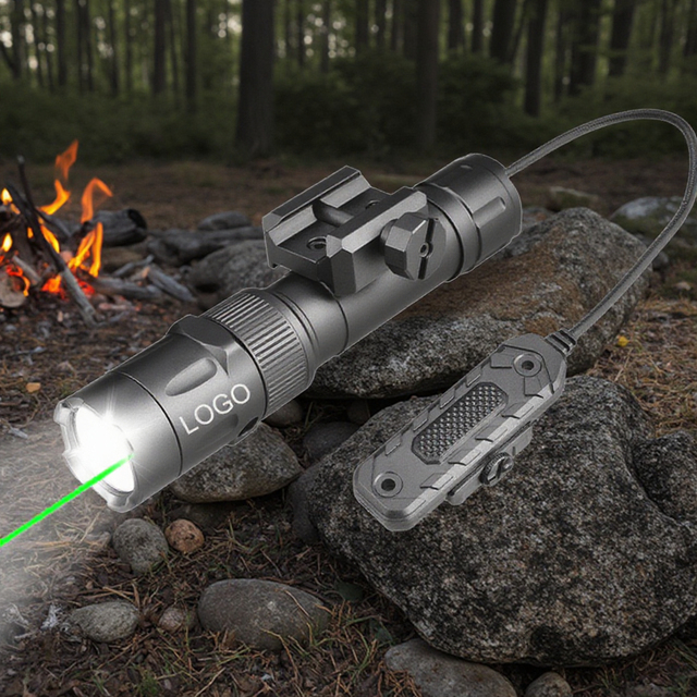 Free Shipping Tactical Flashlight Green Laser LED Light Combo Aluminum Material Magnetic Charging Mount Customizable Logo