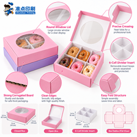 Boîte d'expédition en carton ondulé de luxe personnalisée, résistante à l'huile, portable, pour biscuits et beignets, recyclable, avec séparateur en carton, directement de l'usine