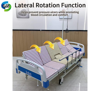 Manual Nursing Hospital <b>Bed</b> Adjustable Patient Care <b>Bed</b> With Castors <b>Sides</b> <b>Rails</b> Head Foot Washing Trapeze Bar - Product Image 3