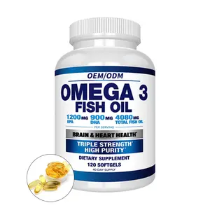 Private Label fish oil capsules omega 3 CoQ10 Support Blood Pressure Heart Health Omega 3 Fish Oil Softgel