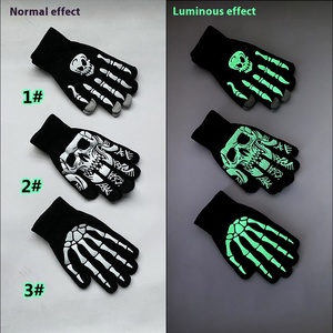 Guantes de garra de calavera que brillan en la oscuridad de Jacquard americano europeo para uso diario deportivo para guantes brillantes transfronterizos de Amazon para - Product Image 2