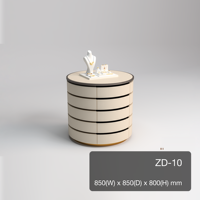 Îlot de dressing beige en similicuir rond avec 5 tiroirs cylindriques pour dressing ou armoire