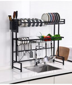 2 Home Kitchen Cabinet Tier Dish Drying Rack Telescopic Sink Storage Rack