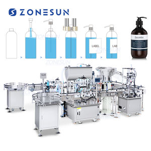 ZONESUN ZS-FALU4 voll automatische Trigger pumpe Sprüh flaschen Paste Füll kappe und Etikett ier maschine - Product Image 1