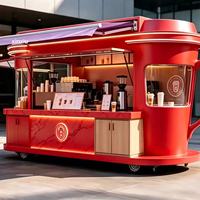 Camion de restauration rapide personnalisé en acier inoxydable, à thème fruité, résistant aux UV, imperméable, ignifuge, jaune, fourgon commercial mobile