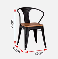 Ensemble de meubles de salle à manger rétro industriel moderne en fer noir et métal chaise de table en bois pour café restaurant vente école salon