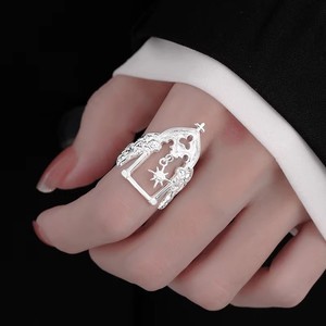 แหวน<span class=keywords><strong>ปราสาท</strong></span>จีนโบราณแหวนรูปนางฟ้าประดับอัญมณีคุณภาพสูงสไตล์ยุโรปอเมริกันย้อนยุคมีปีกที่หายไปชุบโรเดียม - Product Image 3