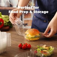 Contenants en plastique transparent, contenants alimentaires jetables de 6 pouces, boîte à emporter à clapet transparente pour hamburgers, gâteaux, salades