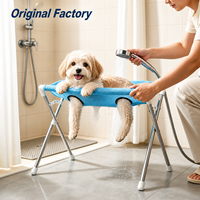 Plateforme de bain pliable en maille d'acier inoxydable pour animaux de compagnie, support de toilettage et de contention pour chats, utilisation extérieure toutes saisons