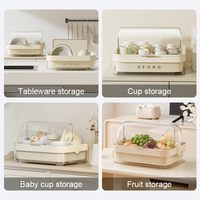 UFORU Scolapiatti Da Appoggio Plaque de rangement en plastique avec couvercle Plat pour cuisine Organisateur Égouttoir Séchoir