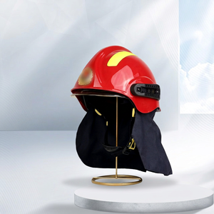 Casque de pompier rouge en fibre de verre durable avec protège-nuque pour les incendies de classe A et B - Product Image 1
