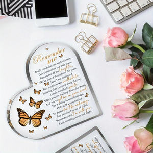 <span class=keywords><strong>Plaque</strong></span> commémorative en forme de cœur en acrylique de marque Diytree Décoration de <span class=keywords><strong>deuil</strong></span> funéraire et cadeau pour un souvenir personnalisé - Product Image 1