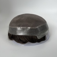 En stock Australie Base Mono Center Cheveux humains indiens naturels Toupet pour hommes V-loop Front