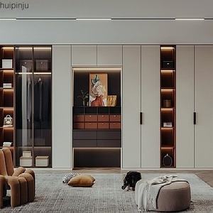 Clóset Moderno de Lujo con Espejo, Puerta de Vidrio Simple, Convertible y Independiente para Dormitorios de Villas - Product Image 2