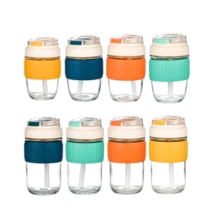 Dual-purpose palha Dupla boca copo vidro bonito café leite chá portátil - Product Image 2