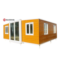 750mm Mini 15ft x 20ft Maison préfabriquée à énergie solaire extensible mobile Cabine de conteneur anti-ouragan avec toilettes