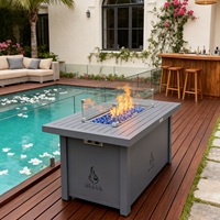 Table de foyer au gaz rectangulaire en aluminium de 44 pouces avec brûleur de foyer de 55 000 BTU