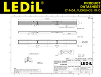 Ledils C14454_FLORENCE-1R-O PMMA 30 Deg 98 Deg Assemblages de lentilles LED 285.6x19.5mm Rectangulaires Diffusées pour Éclairage LED Haute Performance