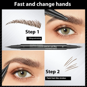Lápiz de cejas líquido de secado rápido a prueba de agua profesional de etiqueta privada, bolígrafo de cejas de posicionamiento de doble extremo, Delgado, 2 puntas de horquilla, ojo mate - Product Image 3