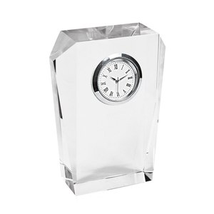 Crystal Desk <b>Clock</b> 115X85X30 Mm With Roman Numerals <b>Silver</b> Frame - Product Image 1