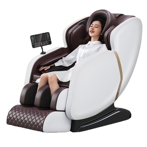 Full Body Massage Chair 31-60 Airbags Railless Plug-In Home Use White Brown - Product Image 3