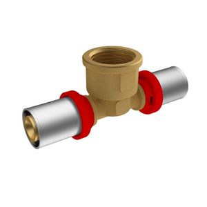 Conector de tubería de cobre Ikaro Press Fitting Female T 1 In D.32x3 32x3 para sistemas de plomería. - Product Image 1
