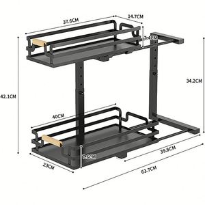 2 Pack Customized Design Bathroom Sliding Under Sink Storage Rack Kitchen Cabinet <b>Shelf</b> Pull Out Accessories Cupboard Organizer - Product Image 2