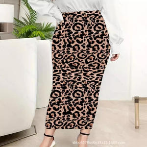 2024 para <span class=keywords><strong>Amazon</strong></span> Foreign Trade nueva falda lápiz de cintura alta Europea americana para mujer Falda larga Sexy con estampado de leopardo Plus - Product Image 1
