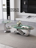 Table basse ovale en métal minimaliste moderne pour salons, mobilier de maison pour petits espaces, haut de gamme, nouvelle collection 2026, style luxe léger