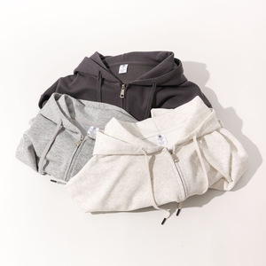 批发秋冬男士时尚休闲开衫夹克300克棉混纺实心男士连帽衫 - Product Image 3