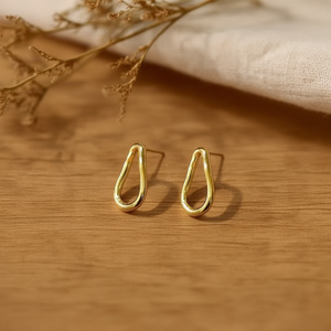 Pendientes Ovalados de Acero Inoxidable, Chapados en Oro, Unisex, Modernos, Geométricos, Joyería de Moda - Product Image 3